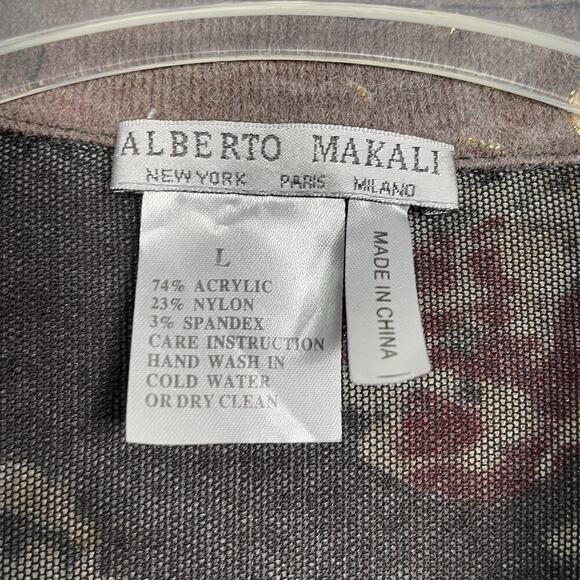 Alberto Makali Full Zip Jacket Womens L Taupe Floral Metal Studs Boho Edgy Artsy - Picture 3 of 10